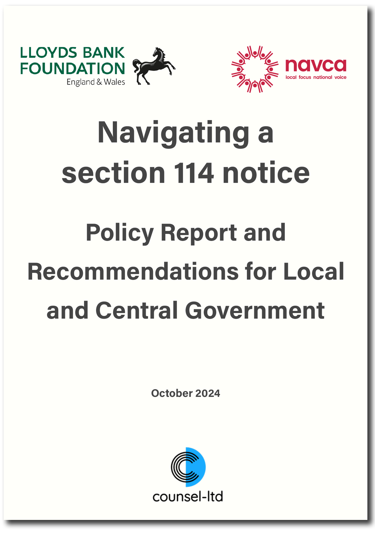 Navigating a section 114 notice report and recommendations front cover