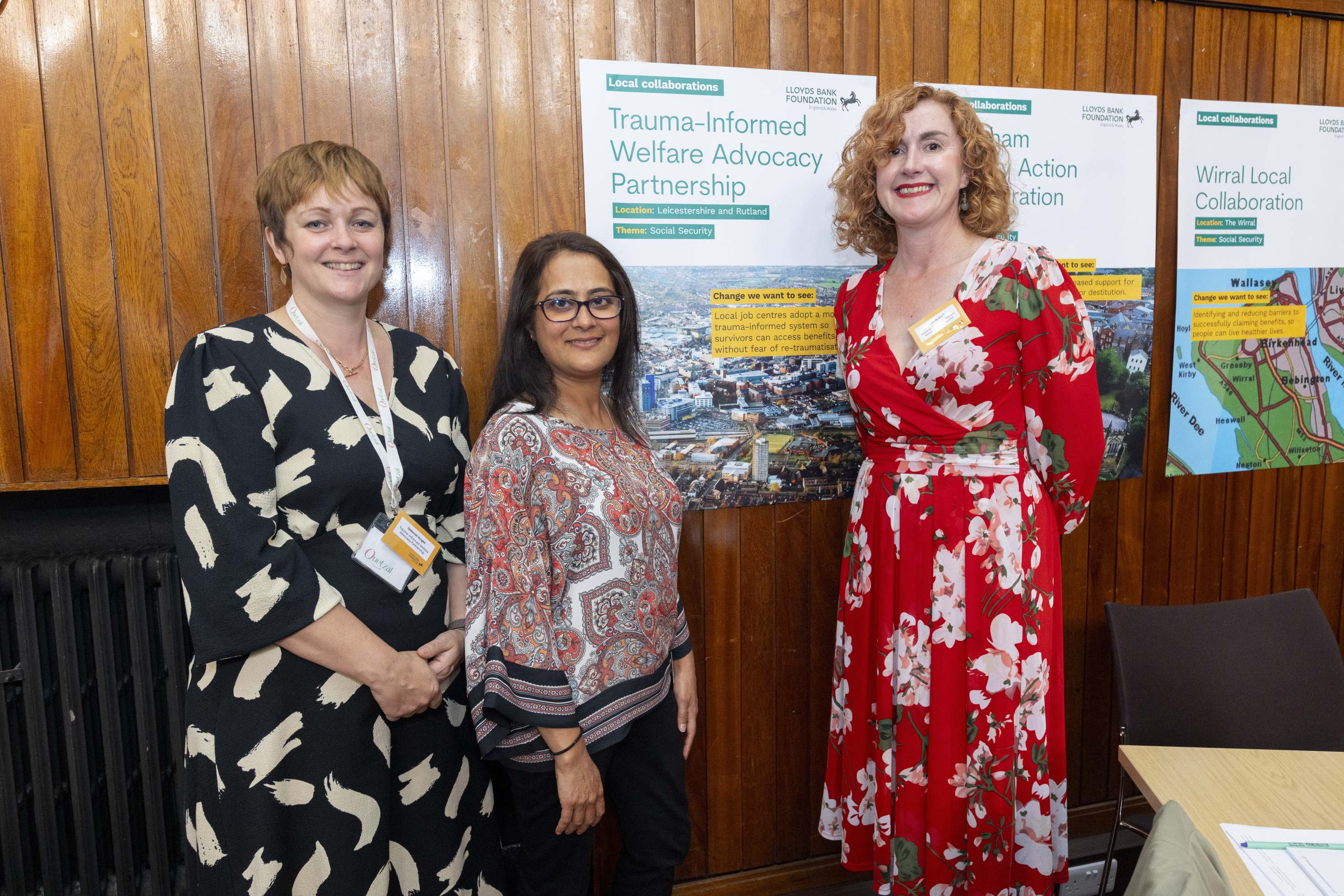 From left to right: Deborah Knight, CEO, Quetzal;  Beena Solanki, Project Coordinator, Shama Women’s centre, and Susan McEniff, CEO, Charity Link.